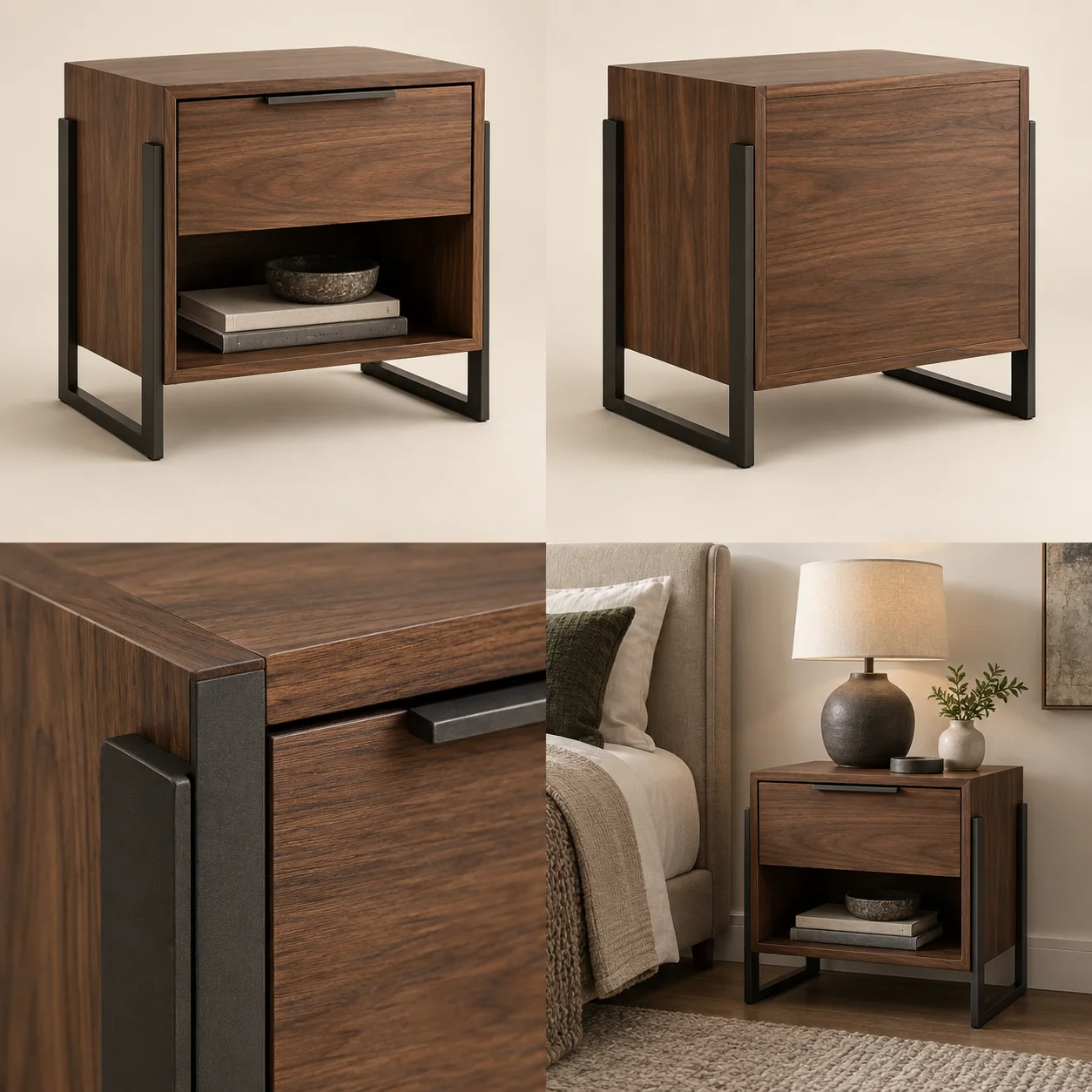 ARVIGA bedside tables four views for bedroom
