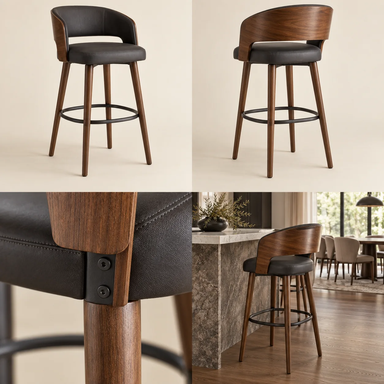 ARVIGA bar stools four views for dining