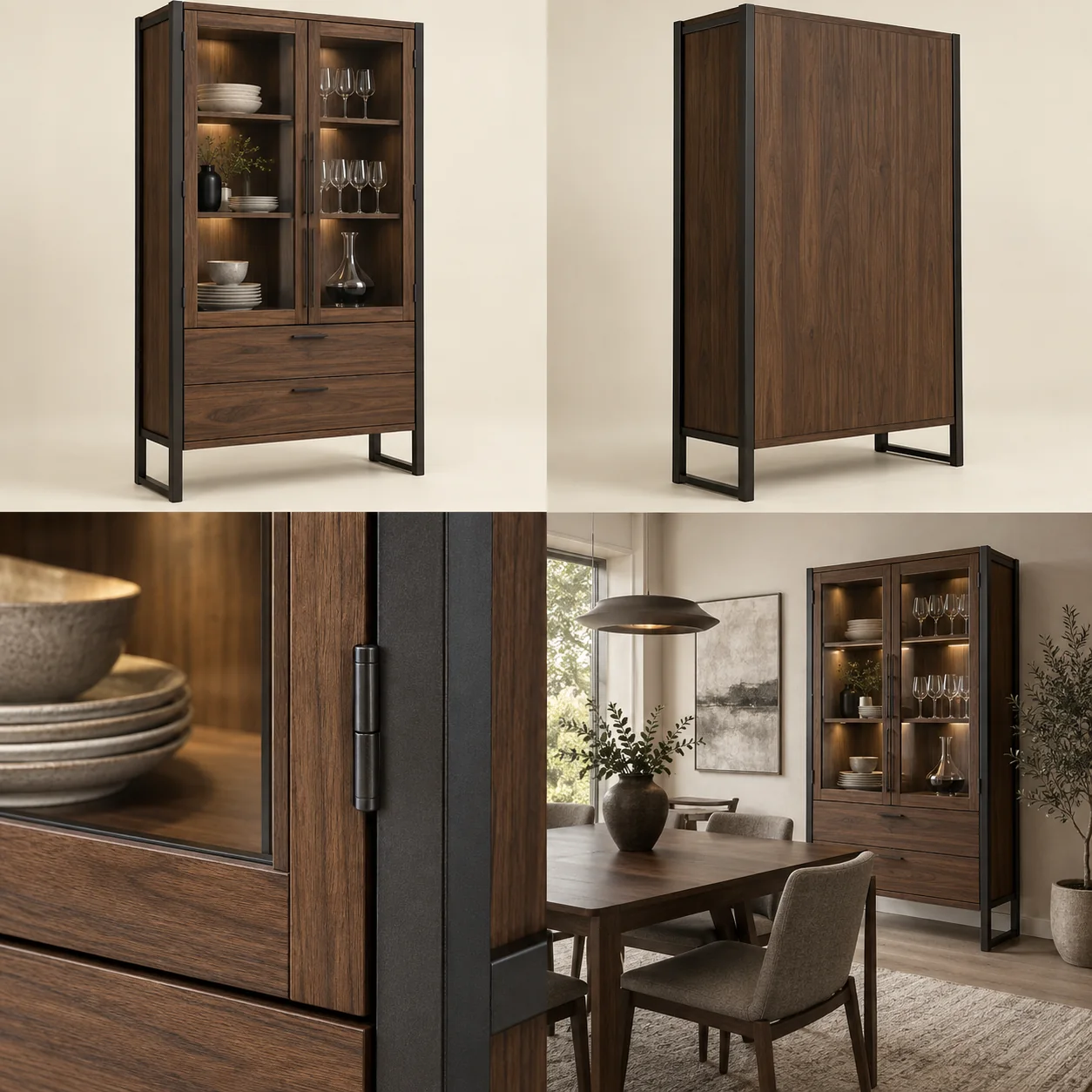 ARVIGA crockery cabinets four views for dining