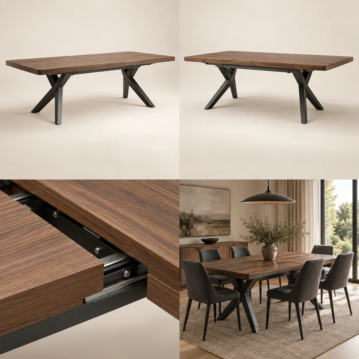 ARVIGA extendable dining tables four views for dining