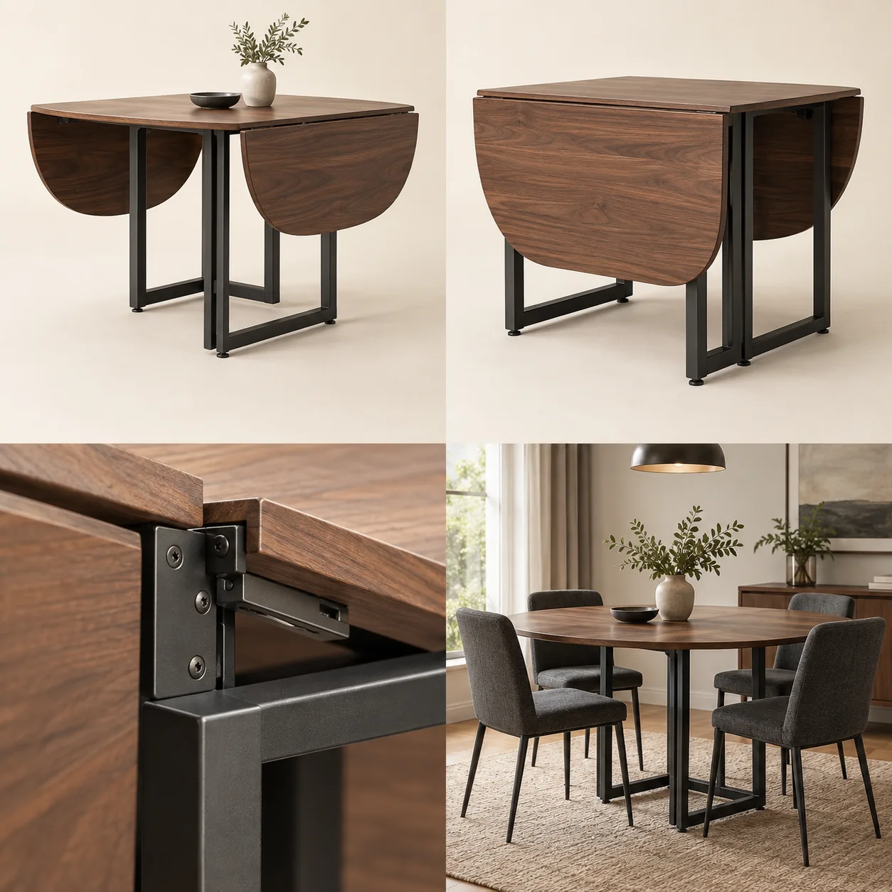 ARVIGA foldable dining tables four views for dining