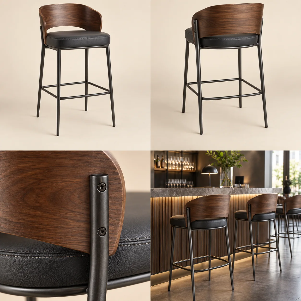 ARVIGA bar stools four views for hospitality & commercial