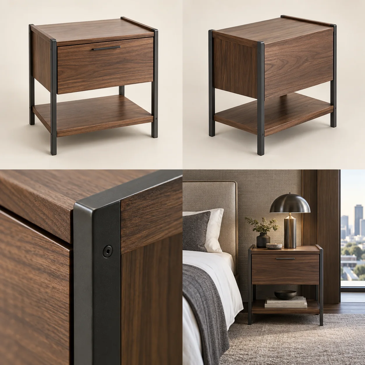 ARVIGA bedside tables four views for hospitality & commercial