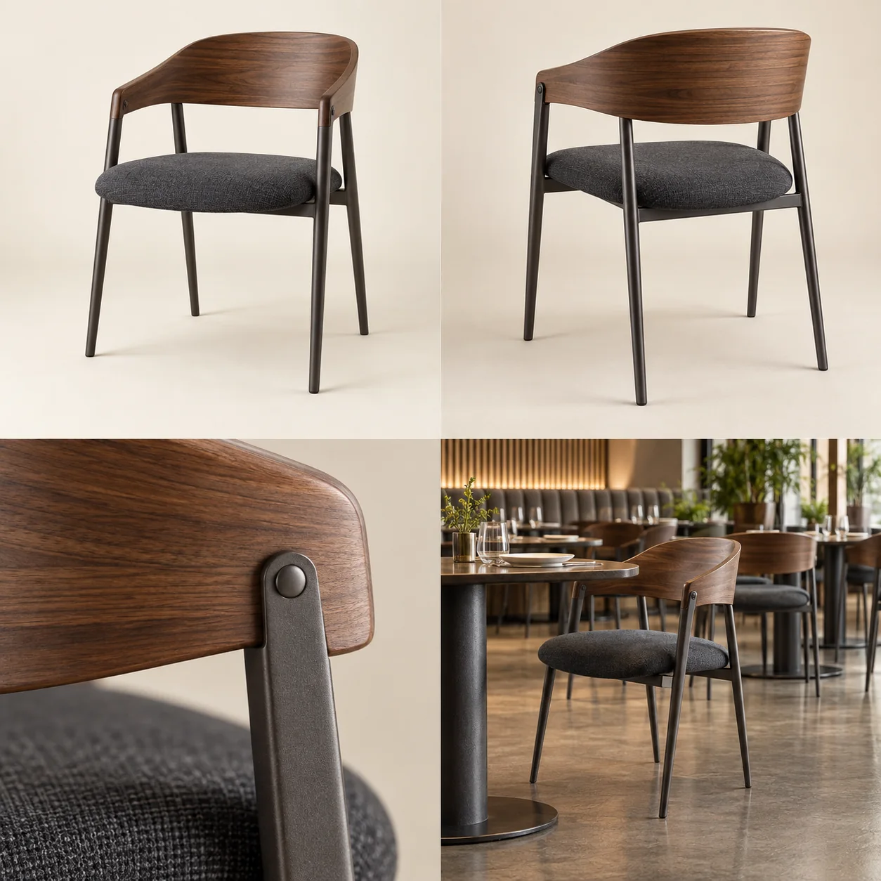 ARVIGA dining chairs four views for hospitality & commercial
