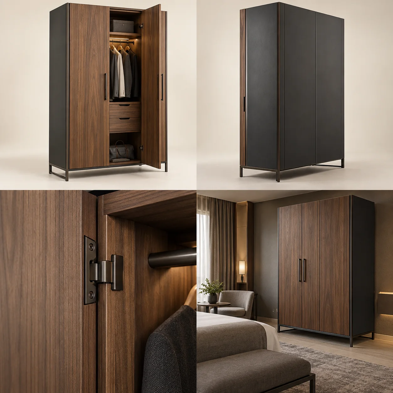ARVIGA hotel wardrobes four views for hospitality & commercial