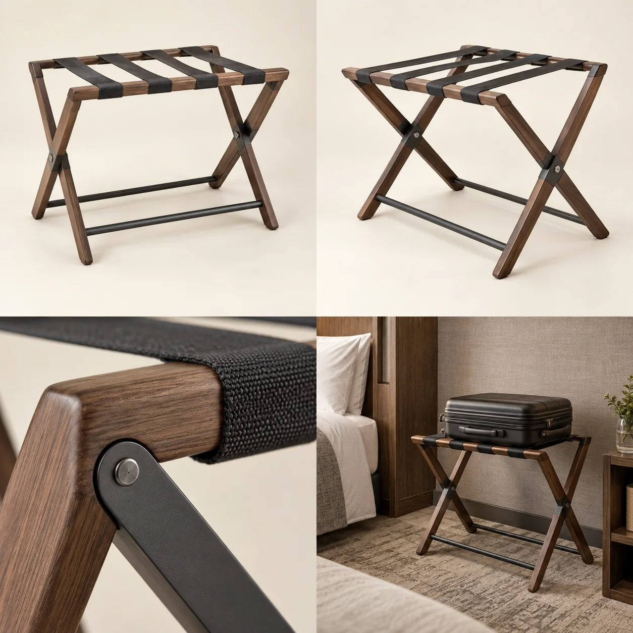 ARVIGA luggage racks four views for hospitality & commercial