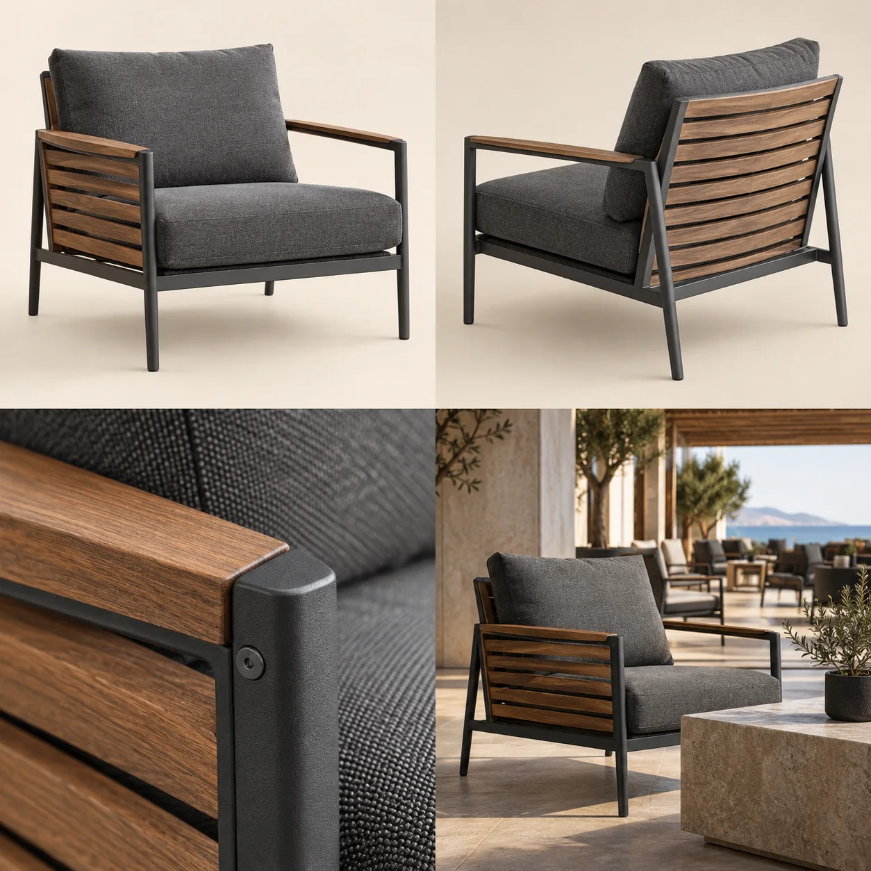 ARVIGA outdoor chairs four views for hospitality & commercial