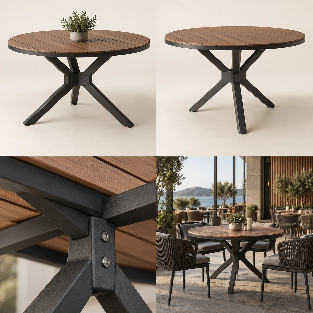 ARVIGA outdoor tables four views for hospitality & commercial