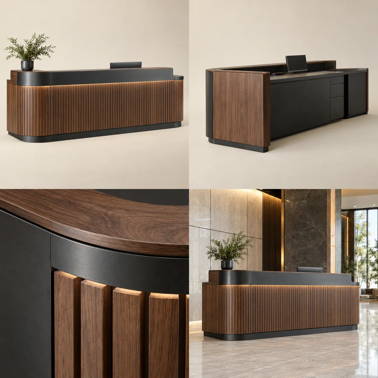 ARVIGA reception counters four views for hospitality & commercial