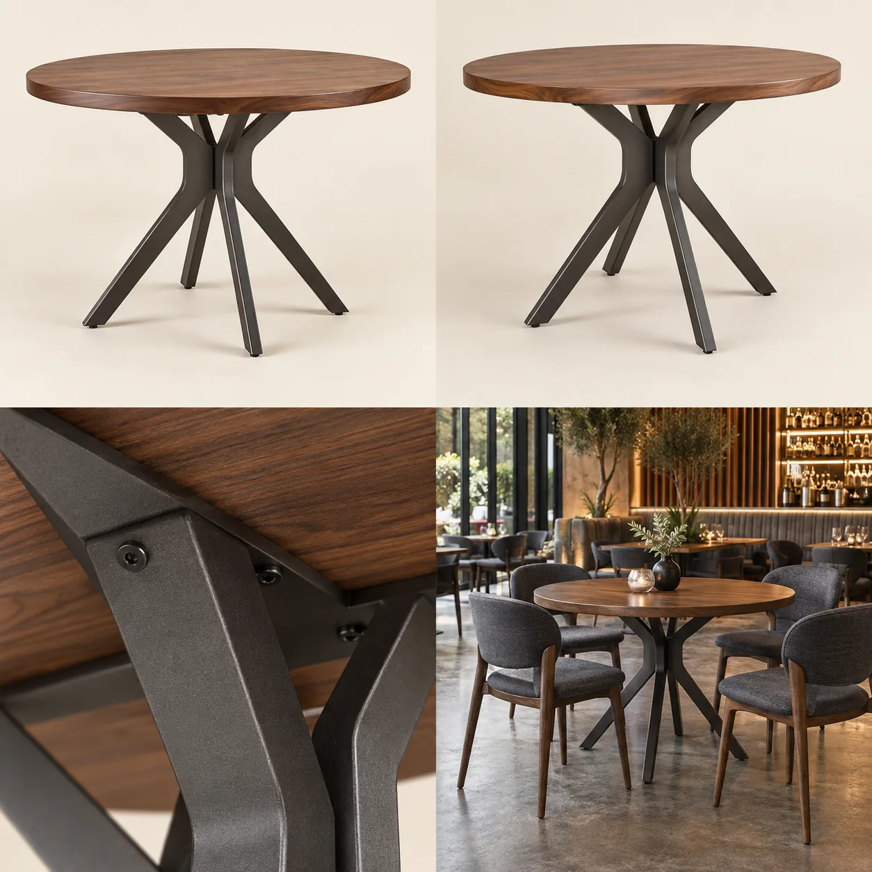 ARVIGA restaurant and cafe tables four views for hospitality & commercial