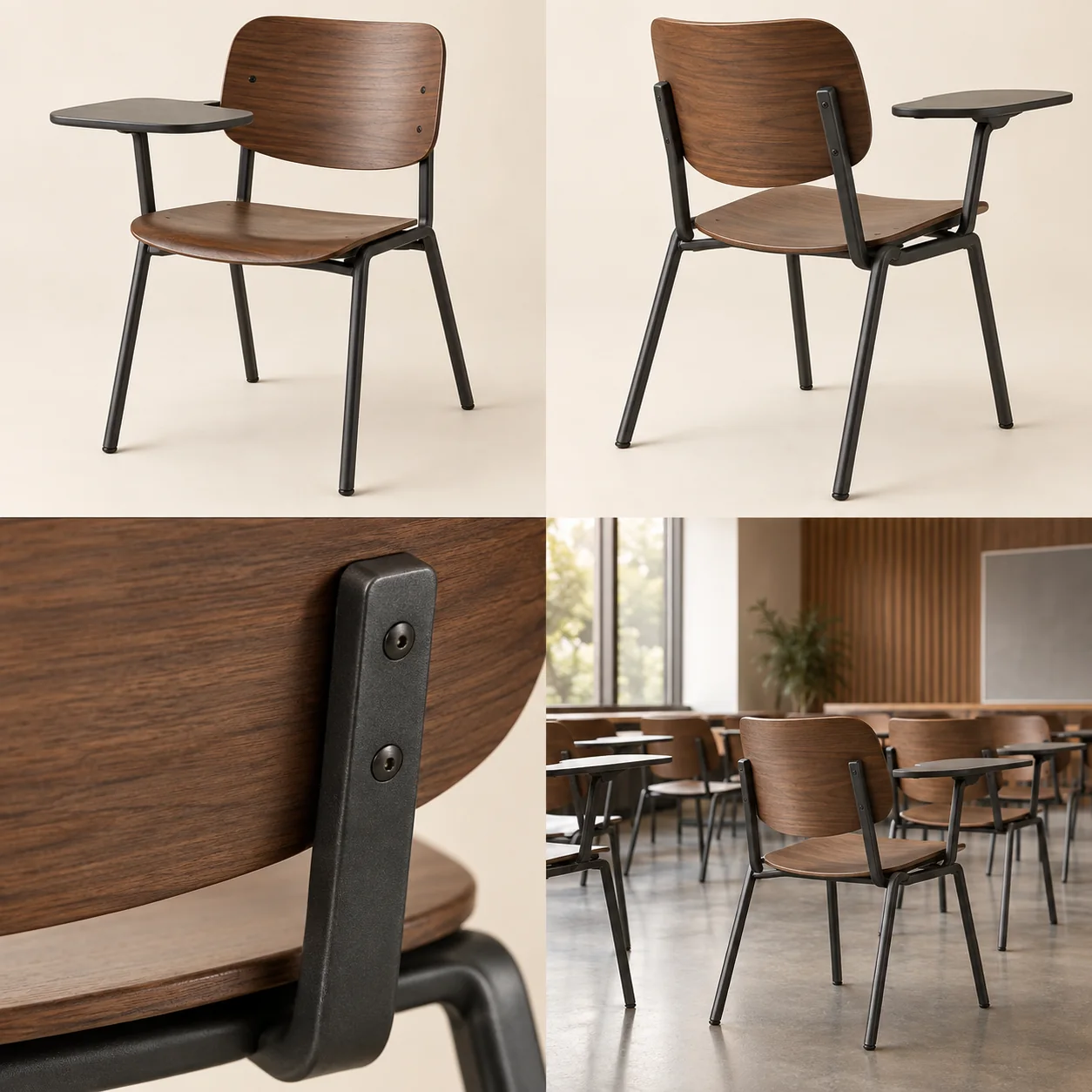 ARVIGA classroom chairs four views for institutional