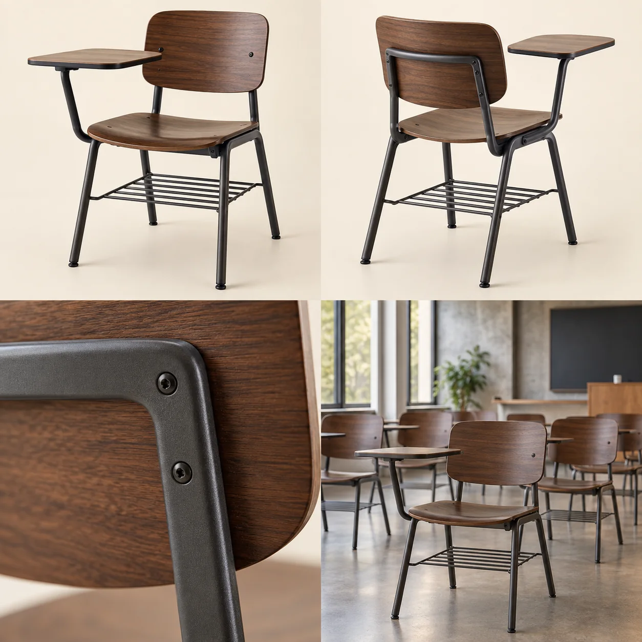 ARVIGA college classroom desks four views for institutional