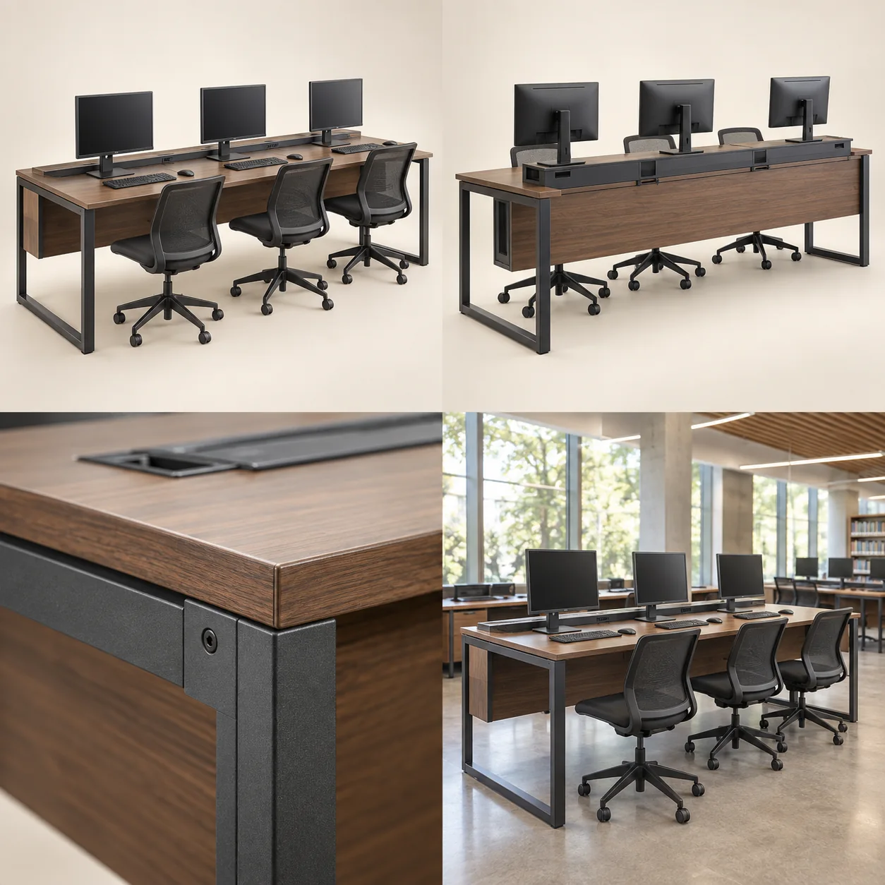 ARVIGA computer lab tables four views for institutional