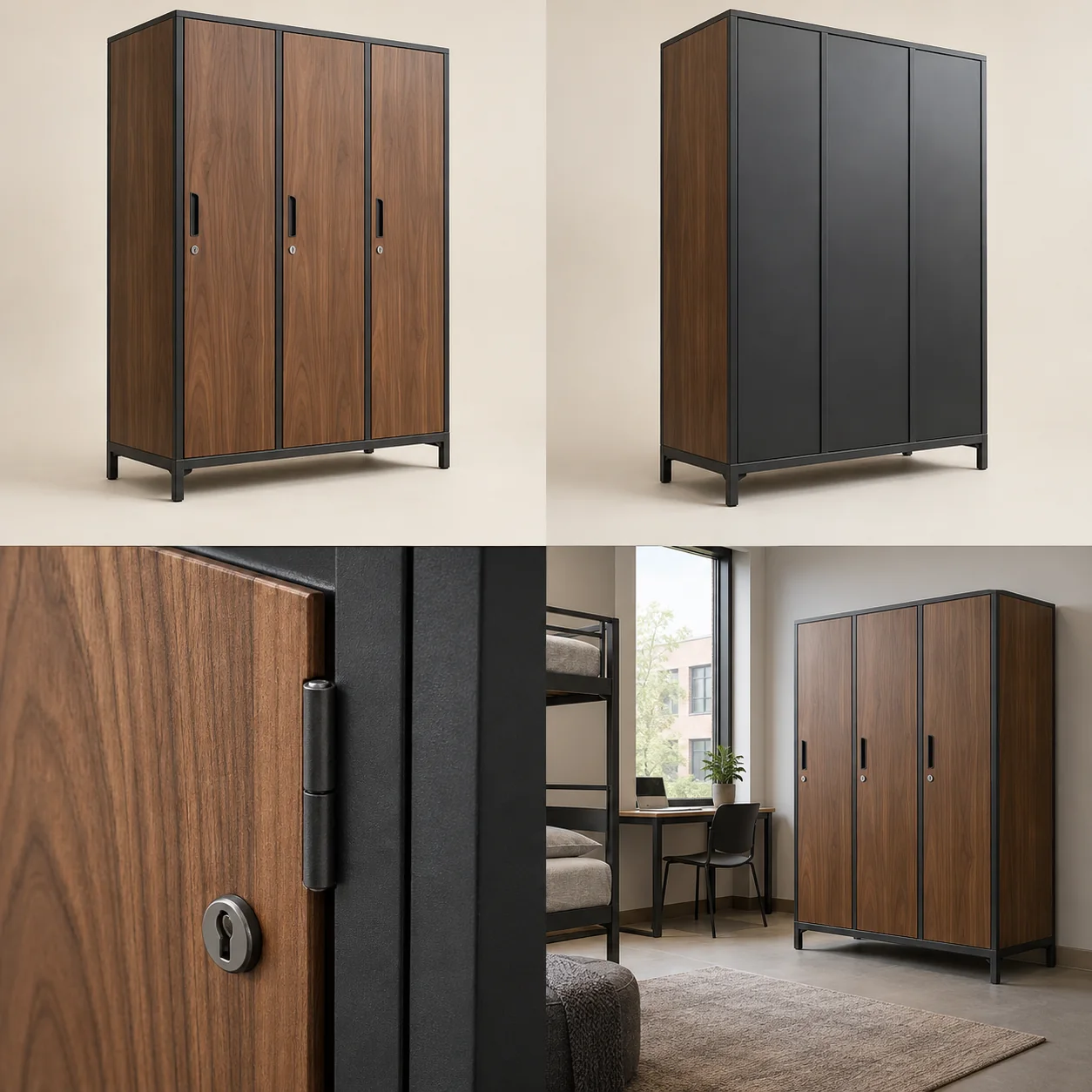 ARVIGA hostel wardrobes four views for institutional