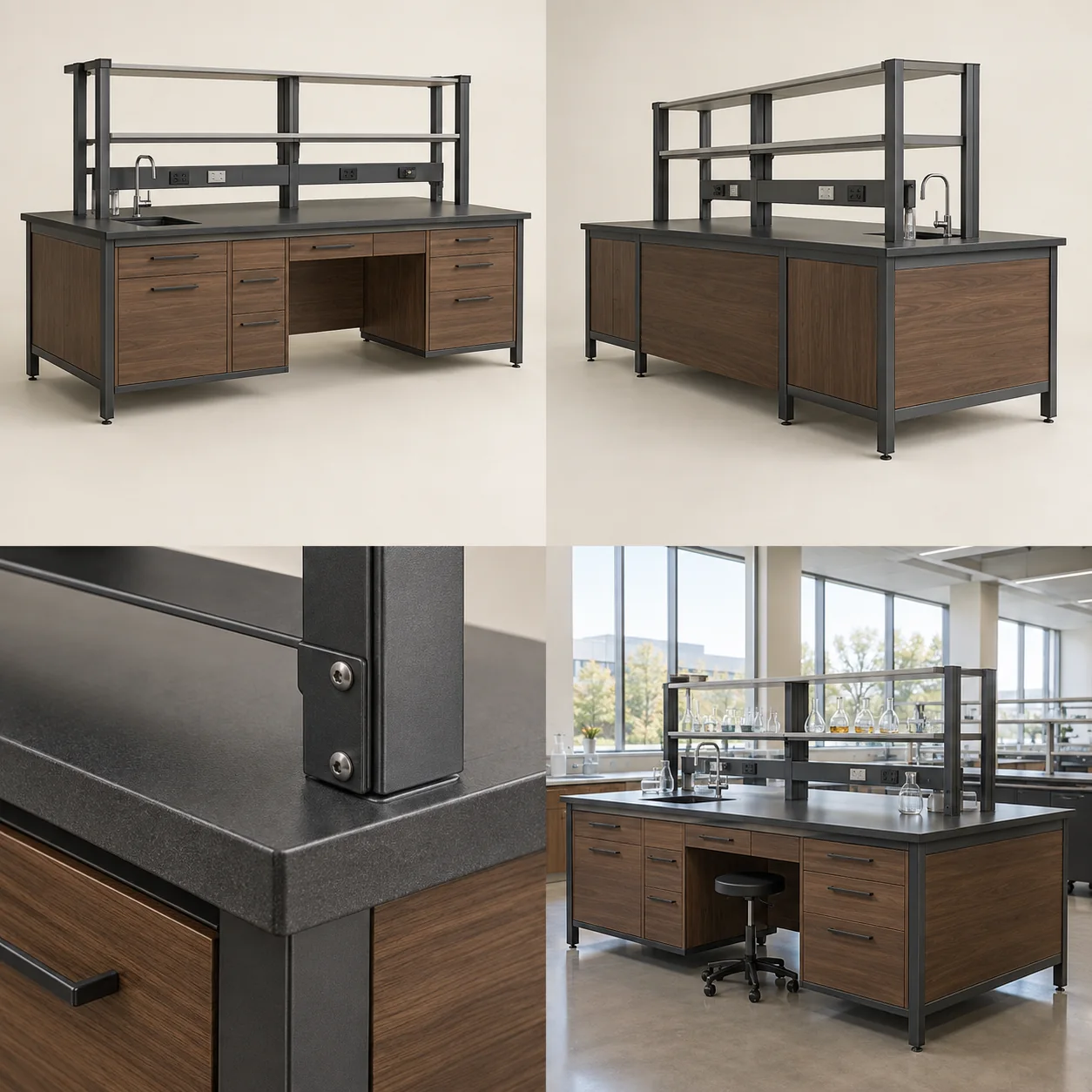 ARVIGA laboratory workbenches four views for institutional