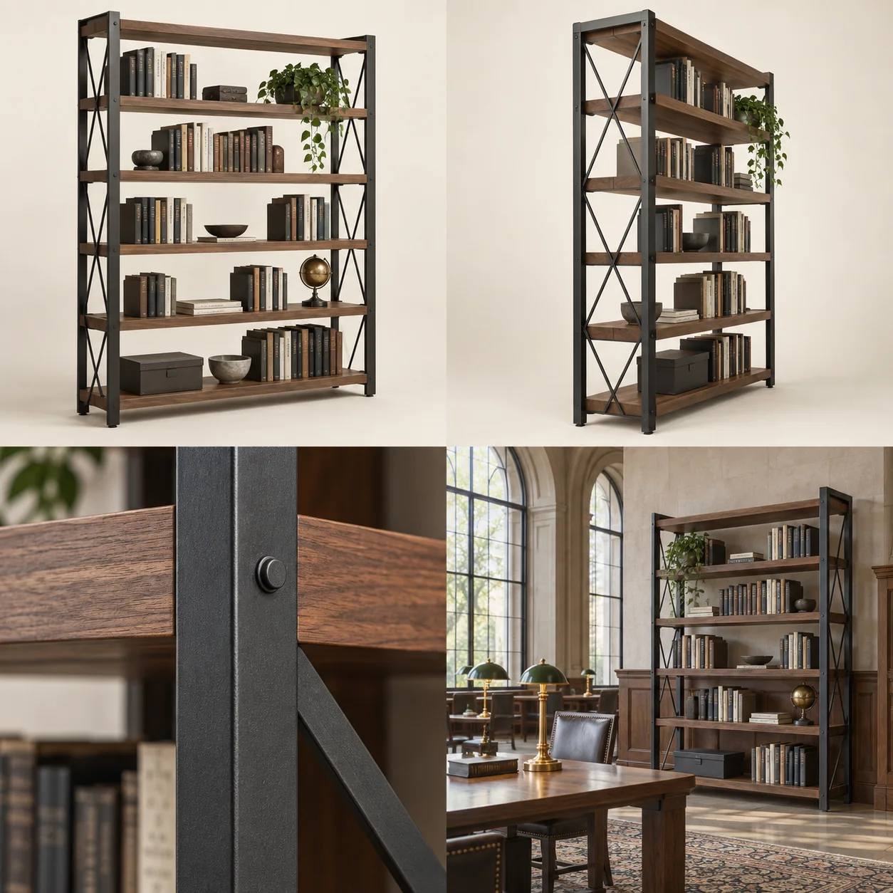 ARVIGA library bookshelves four views for institutional