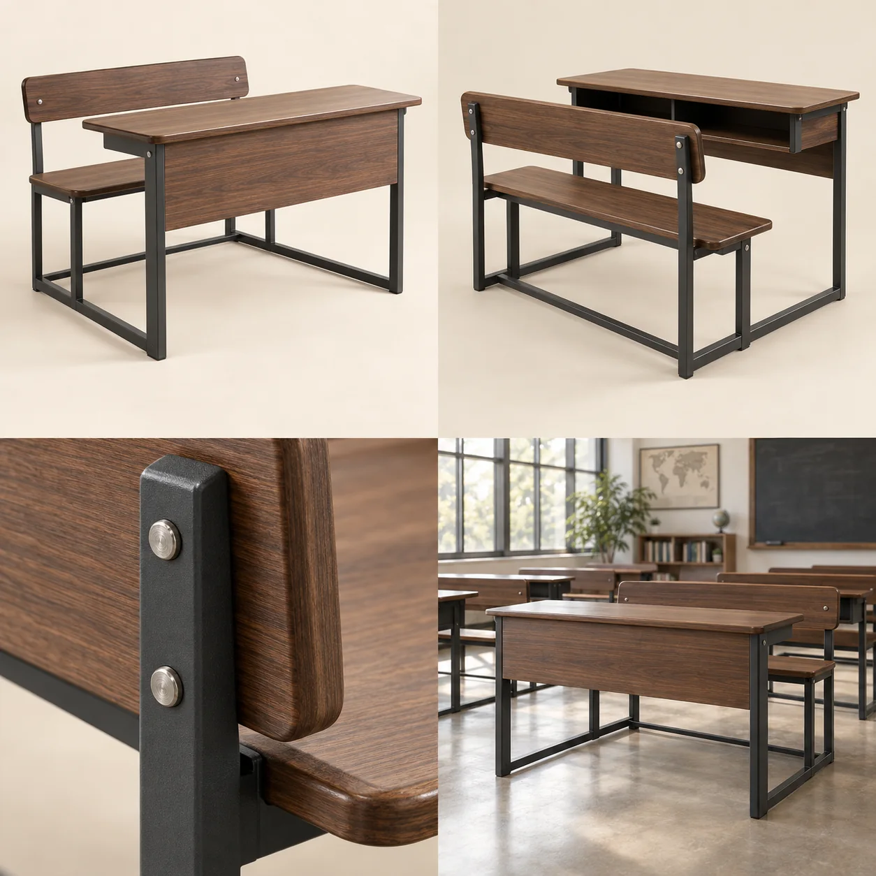 ARVIGA school desks and benches four views for institutional