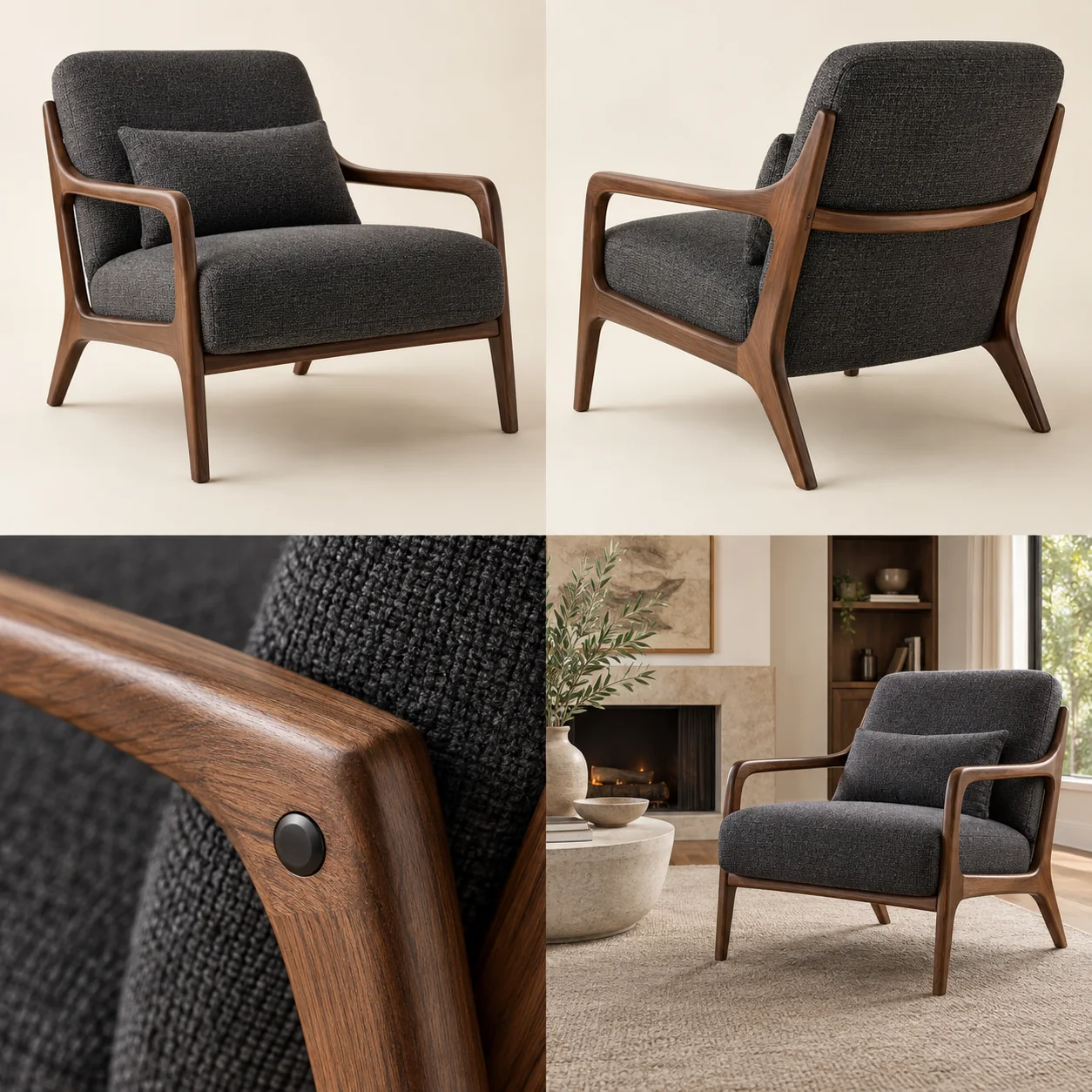 ARVIGA accent chairs four views for living room