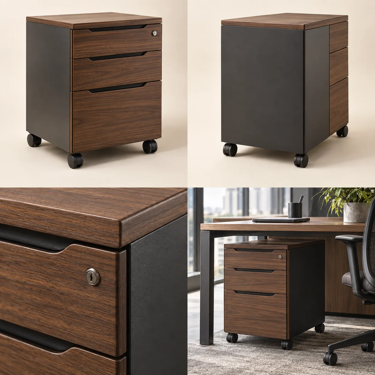 ARVIGA mobile drawer pedestals four views for office