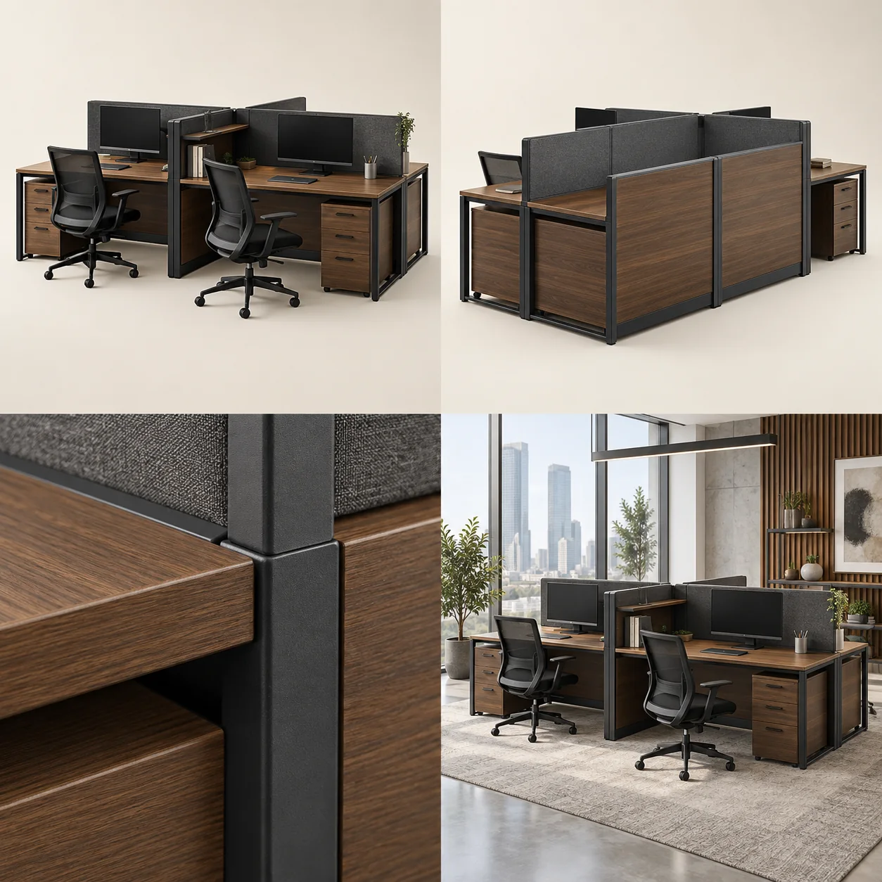 ARVIGA modular workstations four views for office
