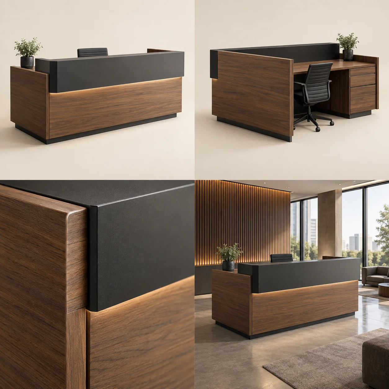 ARVIGA reception desks four views for office