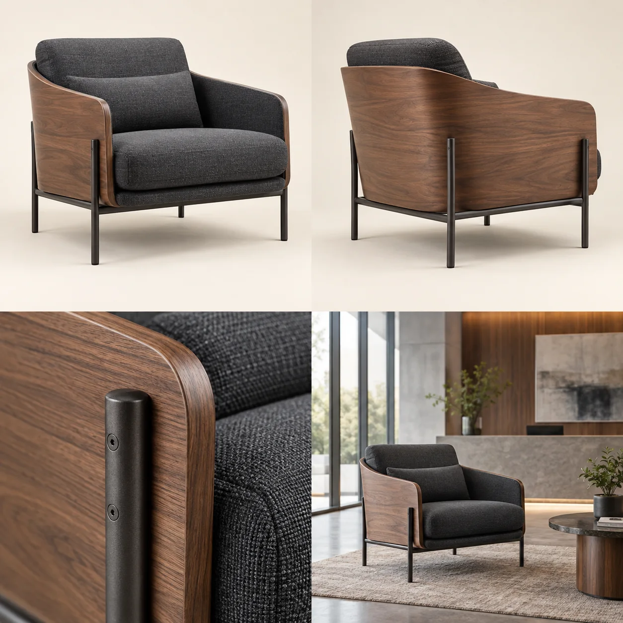 ARVIGA reception seating four views for office